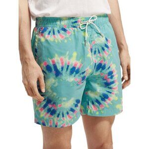 Scotch & Soda Mens Mid Length Tie Dye Elastic Waist Printed Swim Shorts NEW XL